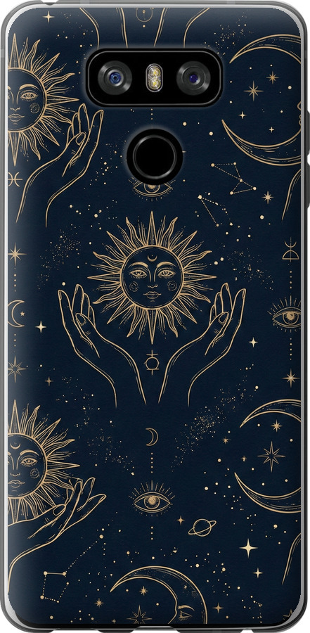 Celestial Harmony: Sun & Moon Gold Mystic Pattern