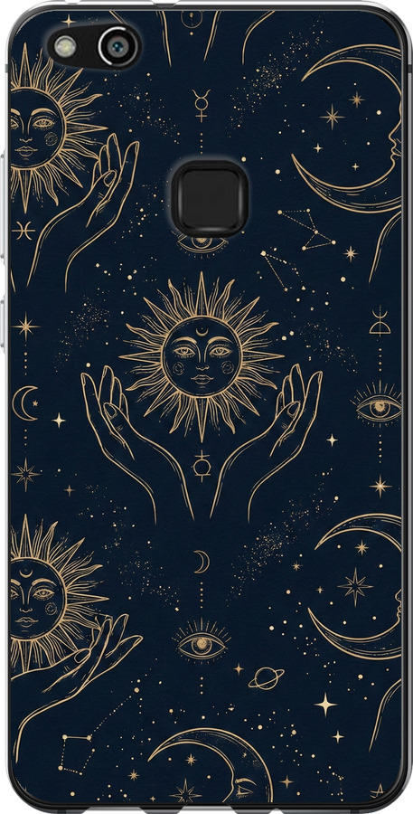 Celestial Harmony: Sun & Moon Gold Mystic Pattern