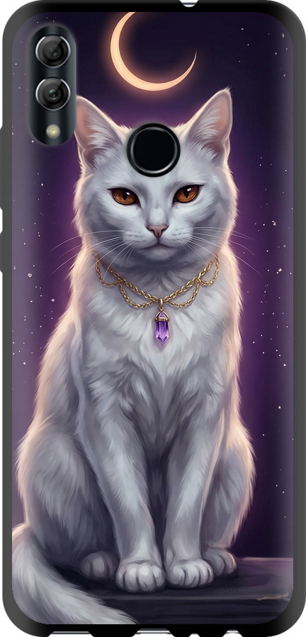 Mystic White Cat Gothic Dark Purple Gold