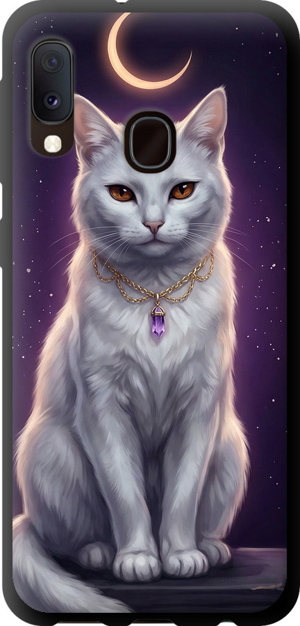 Mystic White Cat Gothic Dark Purple Gold