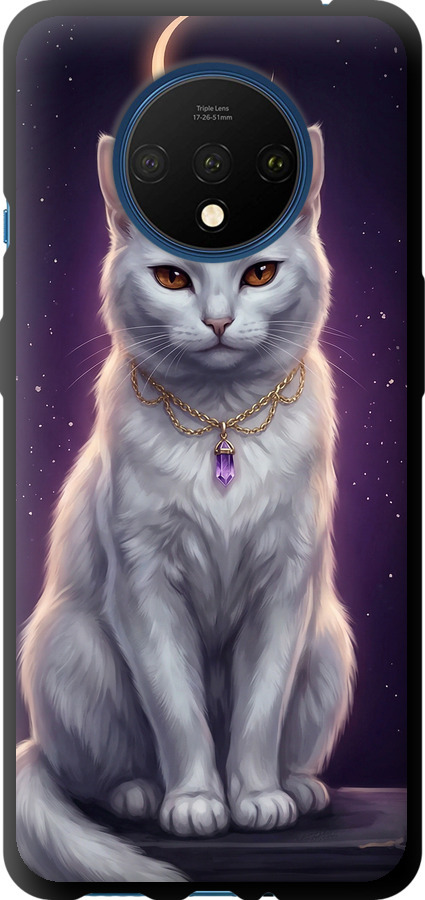 Mystic White Cat Gothic Dark Purple Gold
