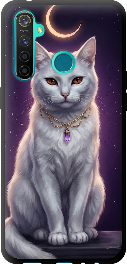 Mystic White Cat Gothic Dark Purple Gold