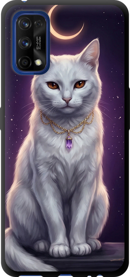 Mystic White Cat Gothic Dark Purple Gold
