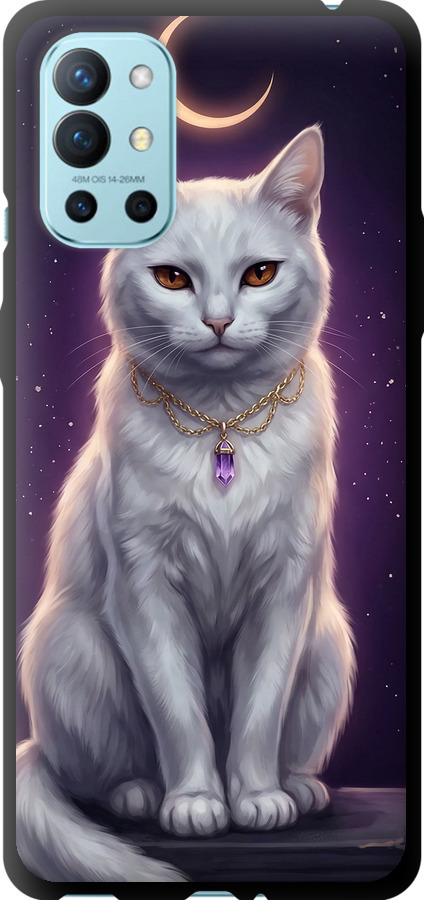 Mystic White Cat Gothic Dark Purple Gold