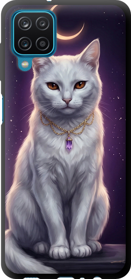 Mystic White Cat Gothic Dark Purple Gold