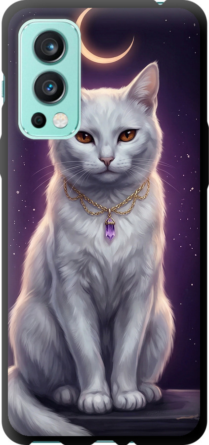 Mystic White Cat Gothic Dark Purple Gold