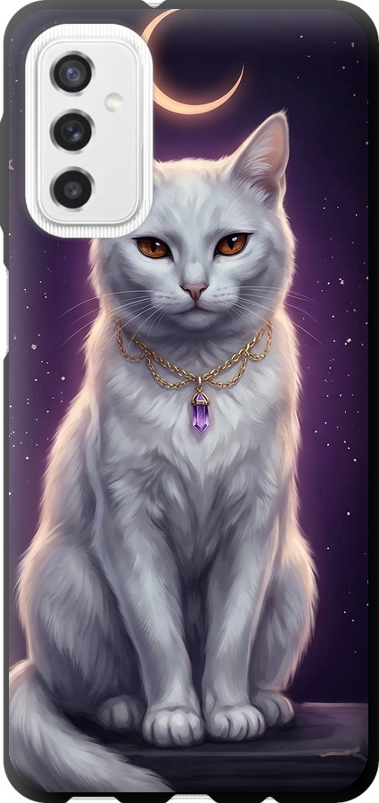 Mystic White Cat Gothic Dark Purple Gold