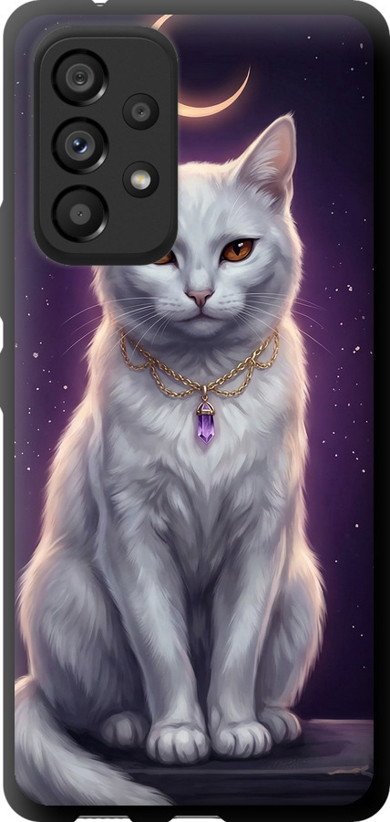 Mystic White Cat Gothic Dark Purple Gold