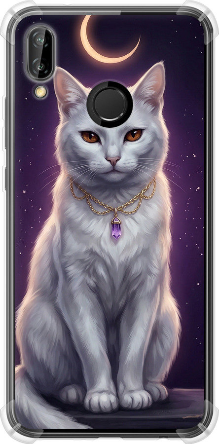 Mystic White Cat Gothic Dark Purple Gold