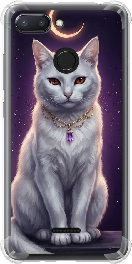 Mystic White Cat Gothic Dark Purple Gold