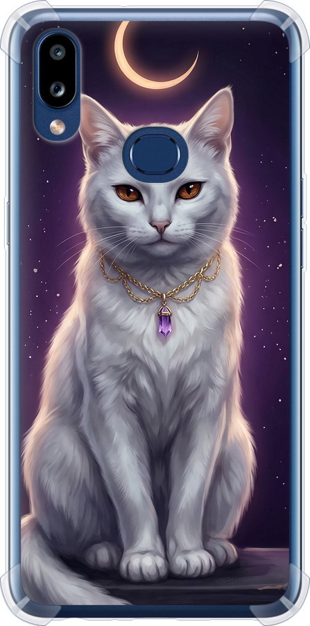 Mystic White Cat Gothic Dark Purple Gold