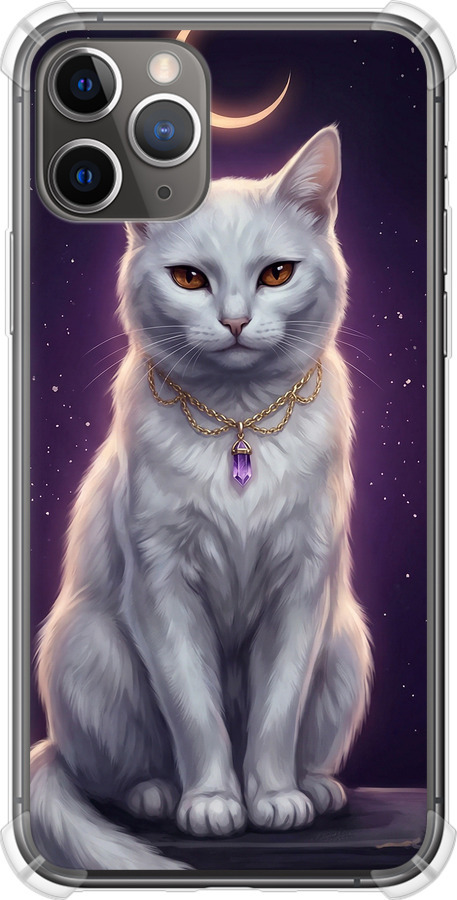 Mystic White Cat Gothic Dark Purple Gold