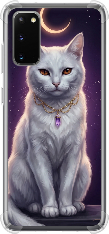 Mystic White Cat Gothic Dark Purple Gold
