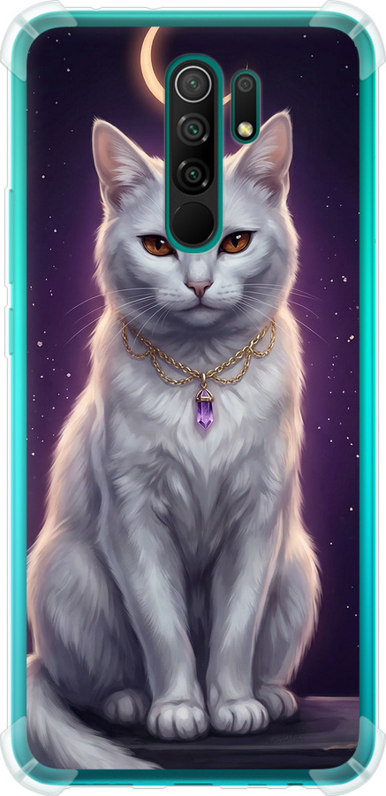 Mystic White Cat Gothic Dark Purple Gold