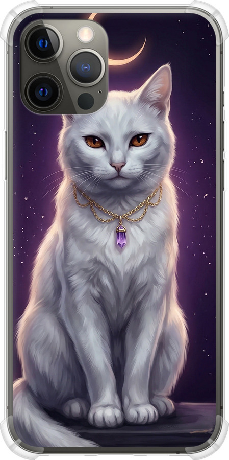 Mystic White Cat Gothic Dark Purple Gold