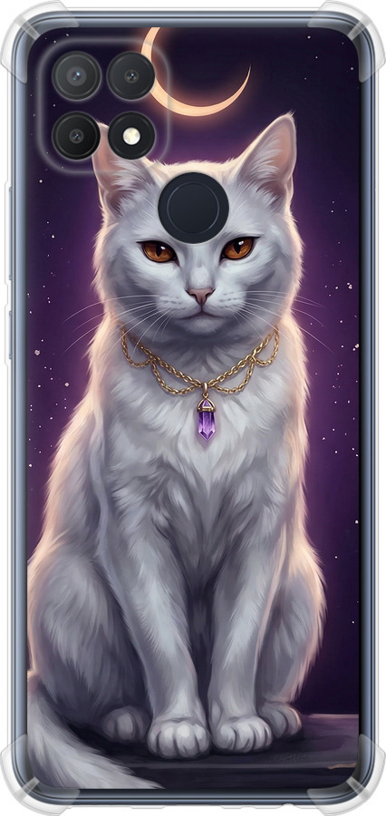 Mystic White Cat Gothic Dark Purple Gold