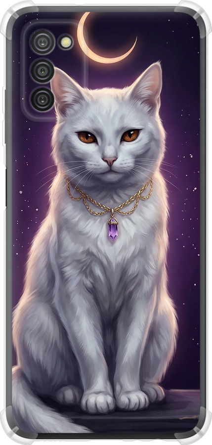 Mystic White Cat Gothic Dark Purple Gold