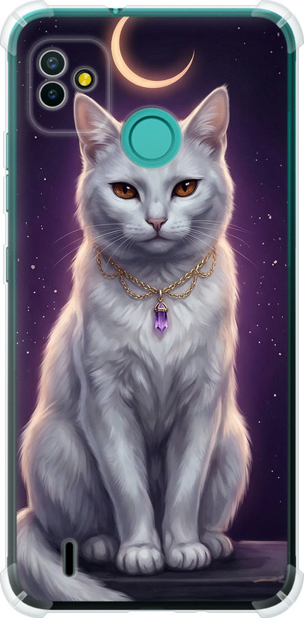 Mystic White Cat Gothic Dark Purple Gold