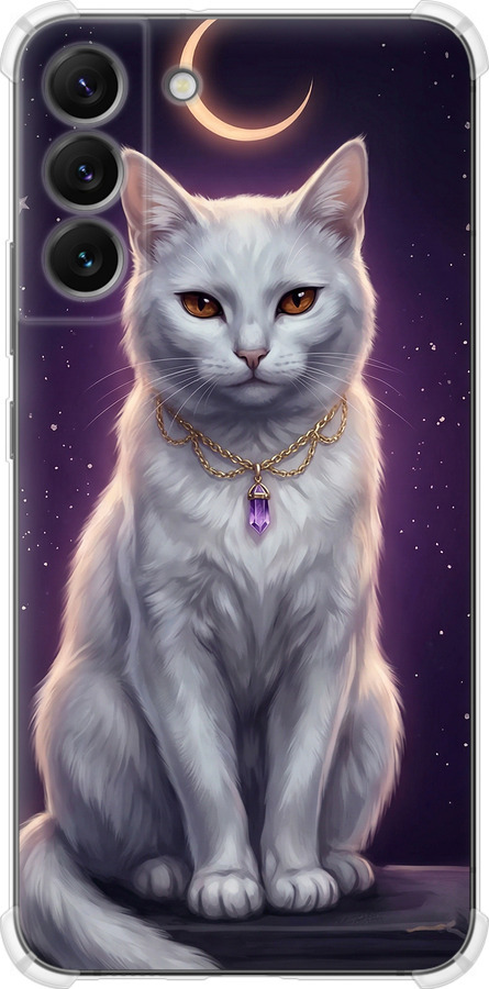 Mystic White Cat Gothic Dark Purple Gold