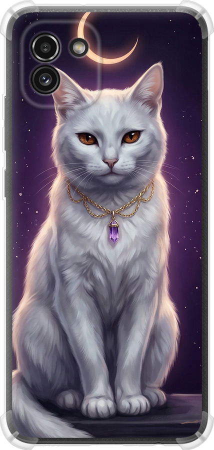 Mystic White Cat Gothic Dark Purple Gold