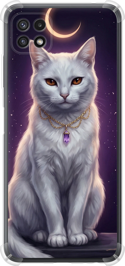 Mystic White Cat Gothic Dark Purple Gold