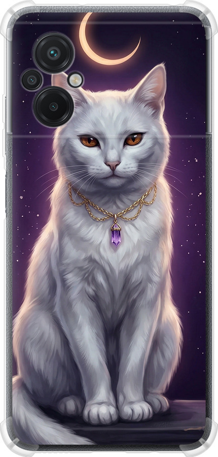 Mystic White Cat Gothic Dark Purple Gold