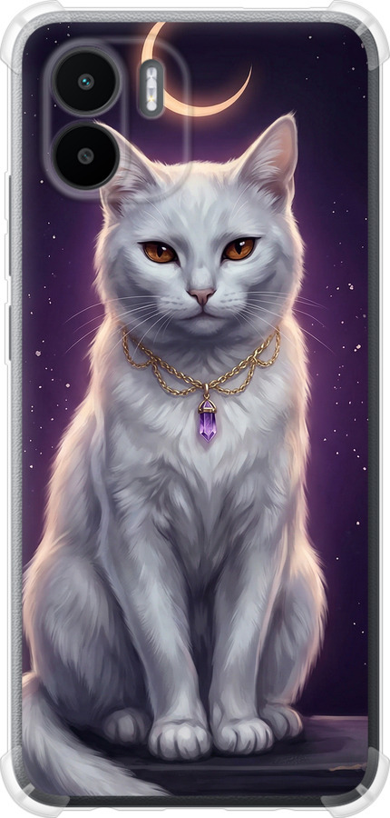 Mystic White Cat Gothic Dark Purple Gold