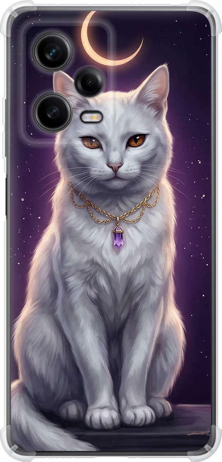 Mystic White Cat Gothic Dark Purple Gold