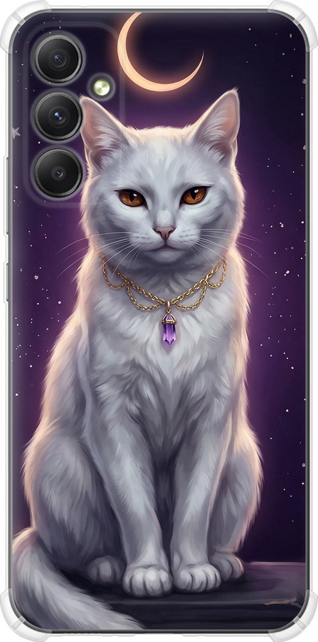 Mystic White Cat Gothic Dark Purple Gold