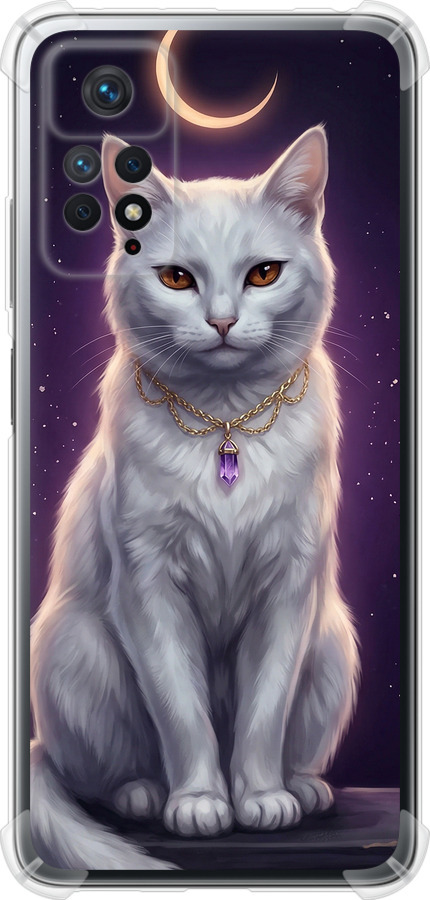 Mystic White Cat Gothic Dark Purple Gold