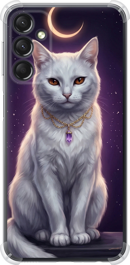 Mystic White Cat Gothic Dark Purple Gold