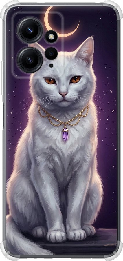 Mystic White Cat Gothic Dark Purple Gold