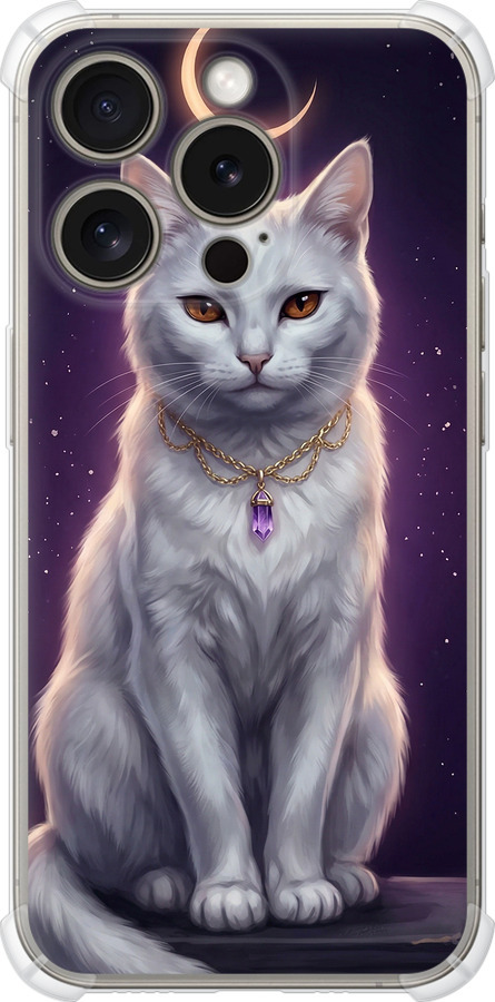 Mystic White Cat Gothic Dark Purple Gold