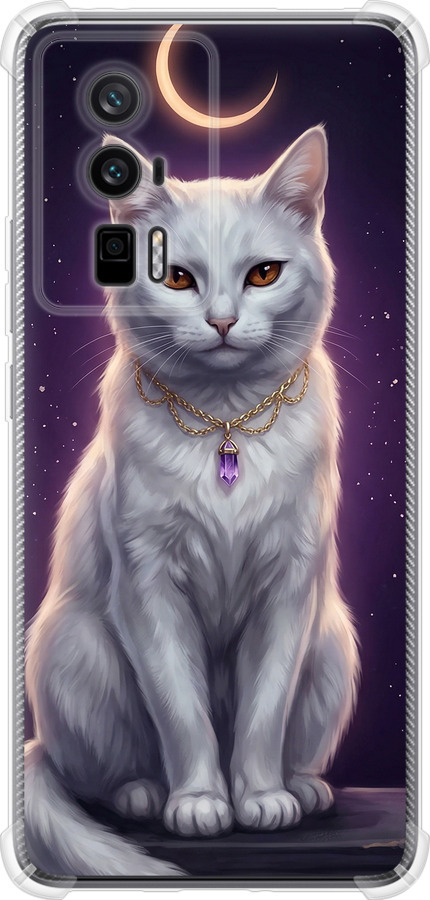 Mystic White Cat Gothic Dark Purple Gold