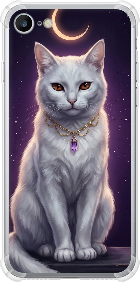 Mystic White Cat Gothic Dark Purple Gold