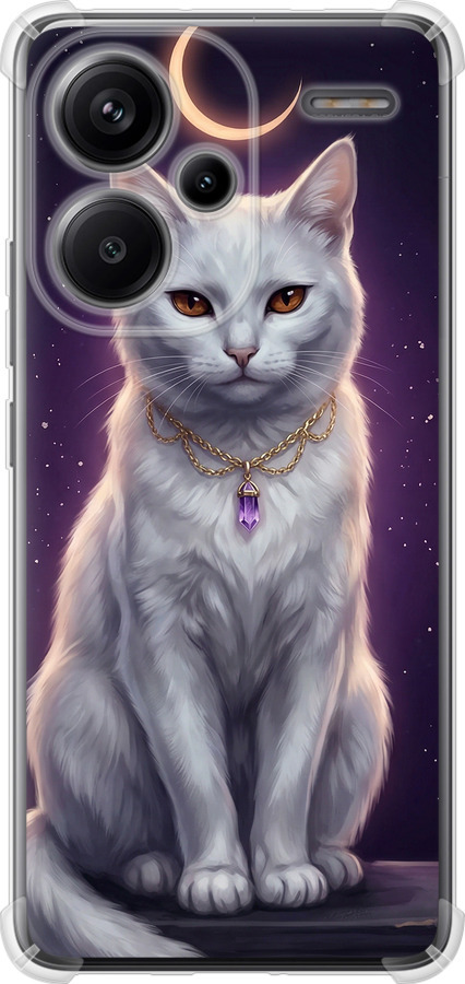 Mystic White Cat Gothic Dark Purple Gold