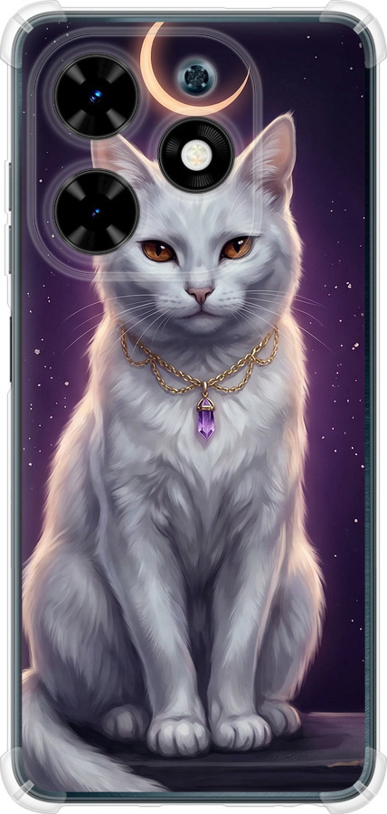 Mystic White Cat Gothic Dark Purple Gold