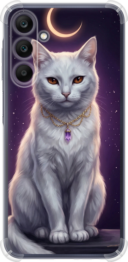 Mystic White Cat Gothic Dark Purple Gold