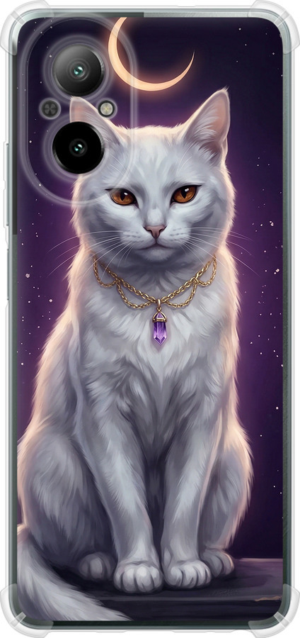 Mystic White Cat Gothic Dark Purple Gold
