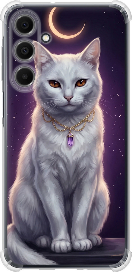 Mystic White Cat Gothic Dark Purple Gold