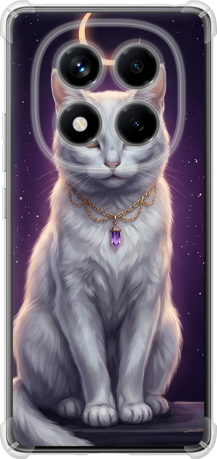 Mystic White Cat Gothic Dark Purple Gold