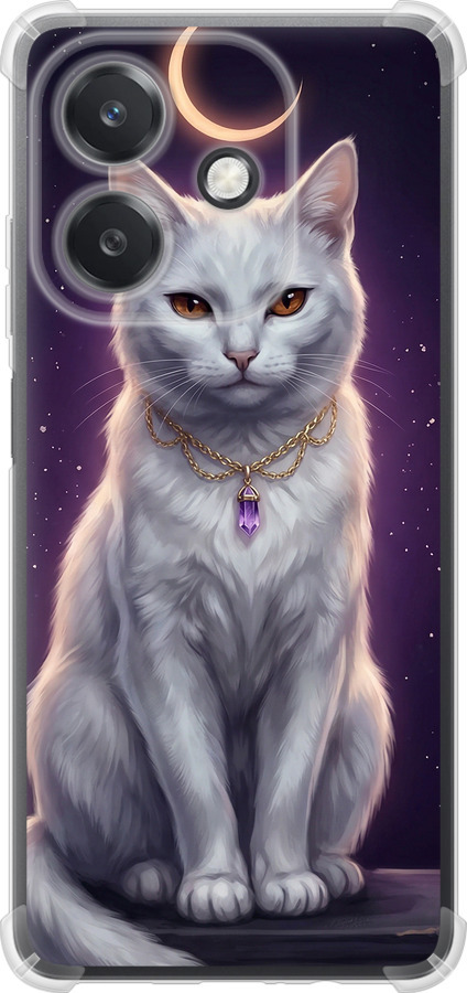Mystic White Cat Gothic Dark Purple Gold