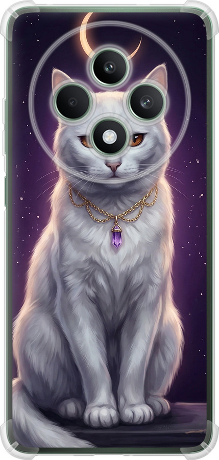 Mystic White Cat Gothic Dark Purple Gold