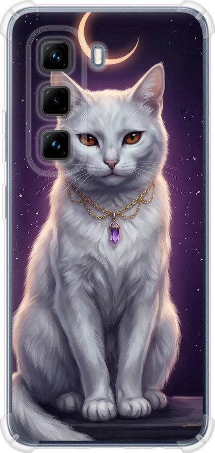 Mystic White Cat Gothic Dark Purple Gold