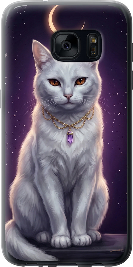 Mystic White Cat Gothic Dark Purple Gold