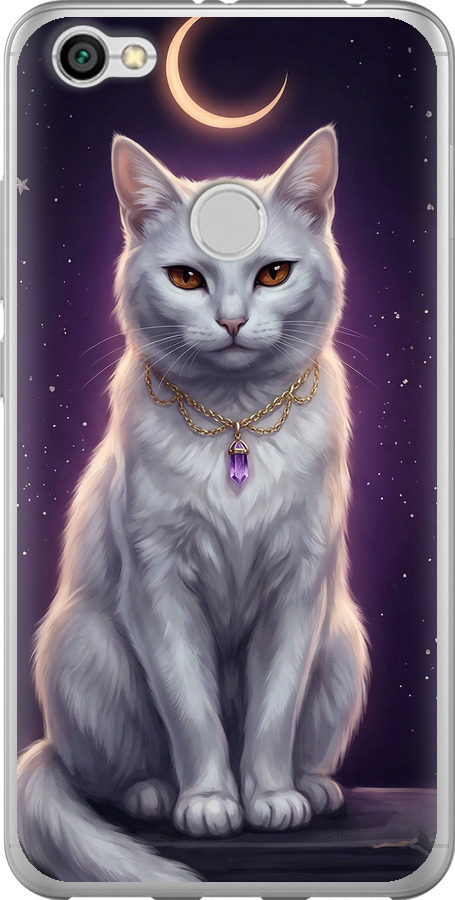 Mystic White Cat Gothic Dark Purple Gold