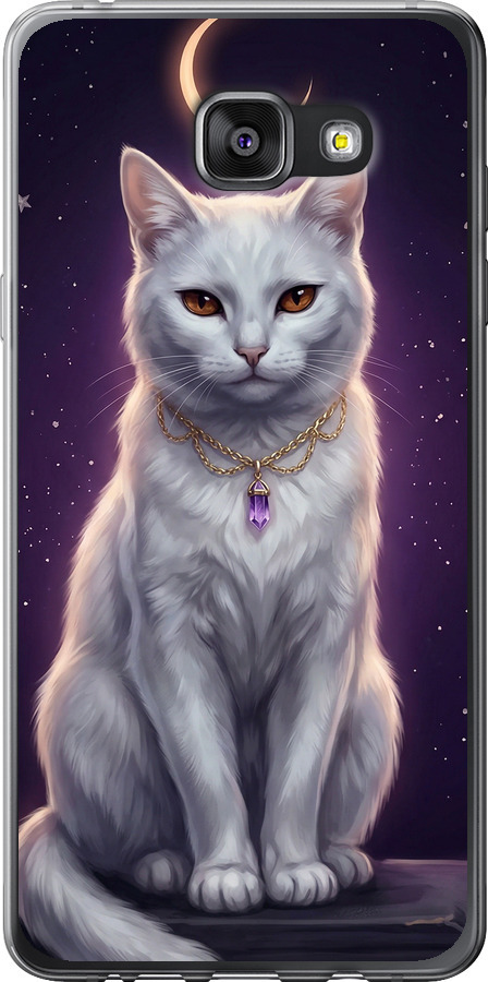 Mystic White Cat Gothic Dark Purple Gold