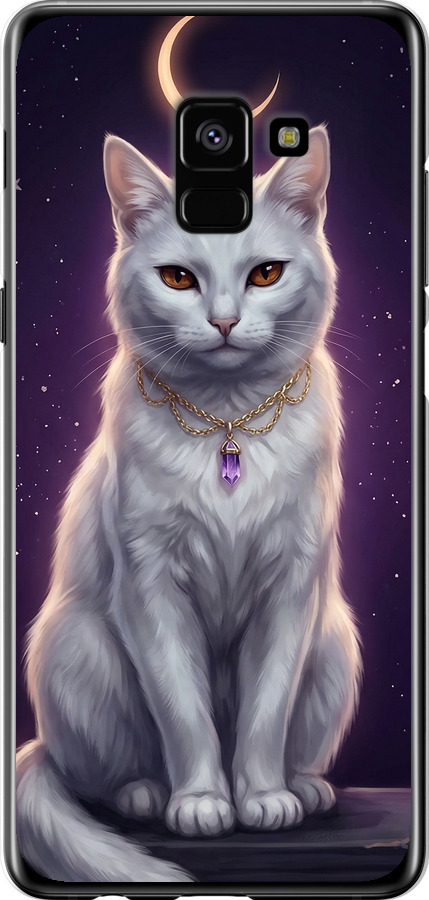 Mystic White Cat Gothic Dark Purple Gold