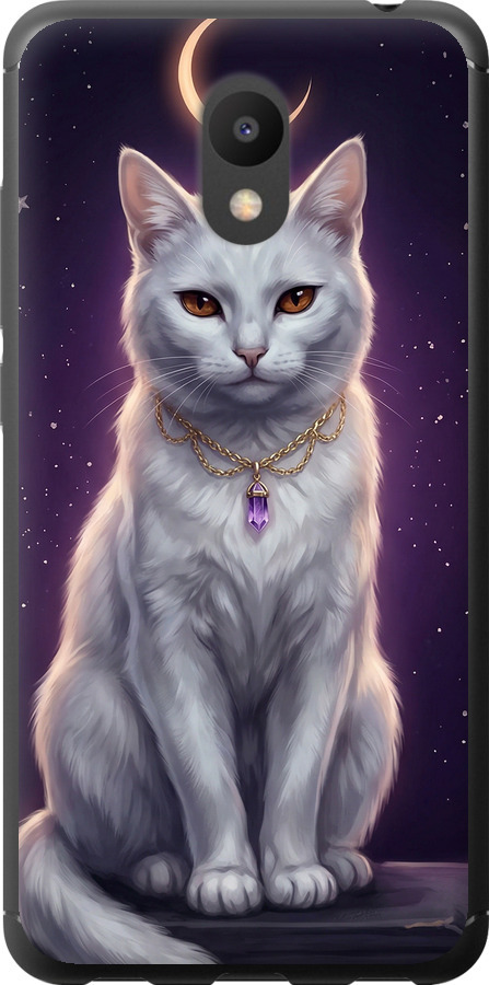 Mystic White Cat Gothic Dark Purple Gold