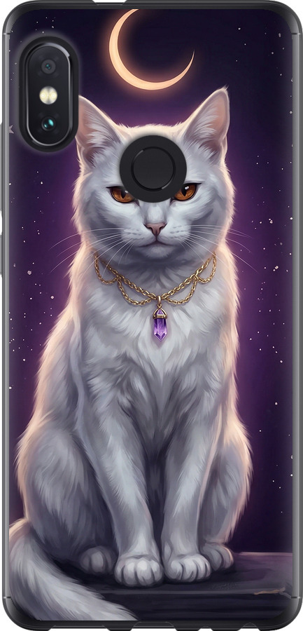 Mystic White Cat Gothic Dark Purple Gold